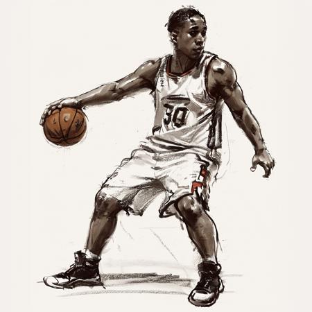 basketball player, playing basketball, sketch, lines, solid color background, minimalism, (masterpiece, best quality, official art), 8k, quick_sketch, sketch, fine_arts, <lora:quick_sketch:1>