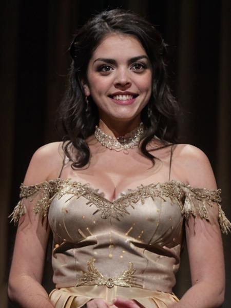 <lora:cecilystrong:0.8> photo of smiling cecilystrong on stage during a play, dressed in costume, 8k uhd, high quality, dramatic, cinematic