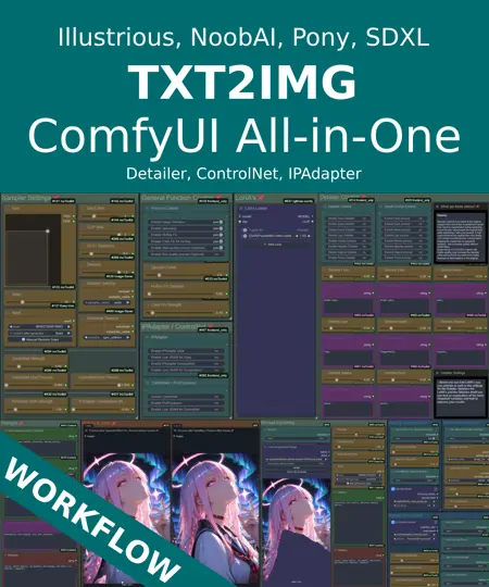 All-in-One, Detailer(ADetailer) + ControlNet + IPAdapter + HiRes Fix + Refiner + Manual Inpainting [Illustrious, Pony, SDXL]
