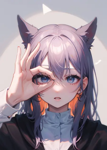 pose Ok sign over eye