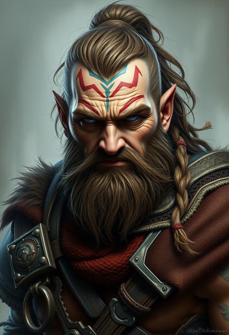 Ultra realistic Portrait of a barbarian half-orc  fighter.