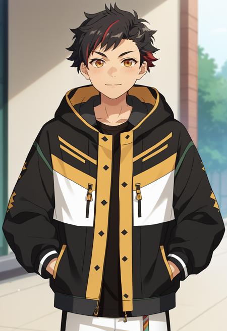 Tetora Nagumo, multicolored hair, black hair, yellow eyes 