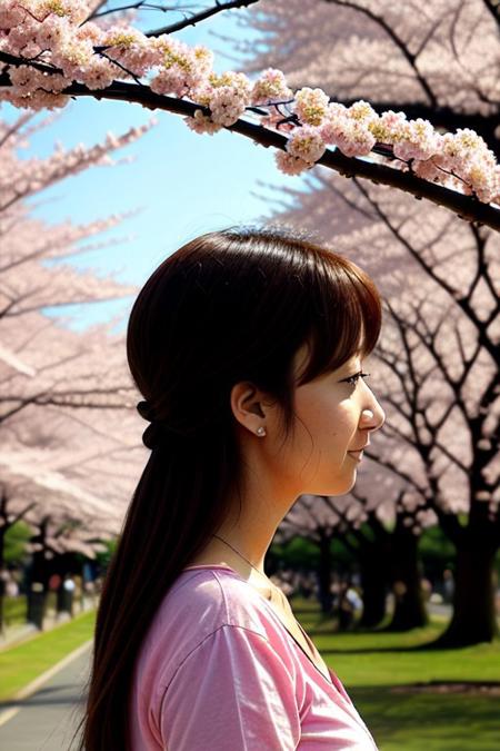 24 year old, japanese clothes, cherry_blossoms, 22 year old, 1gril, from side, highly detailed
