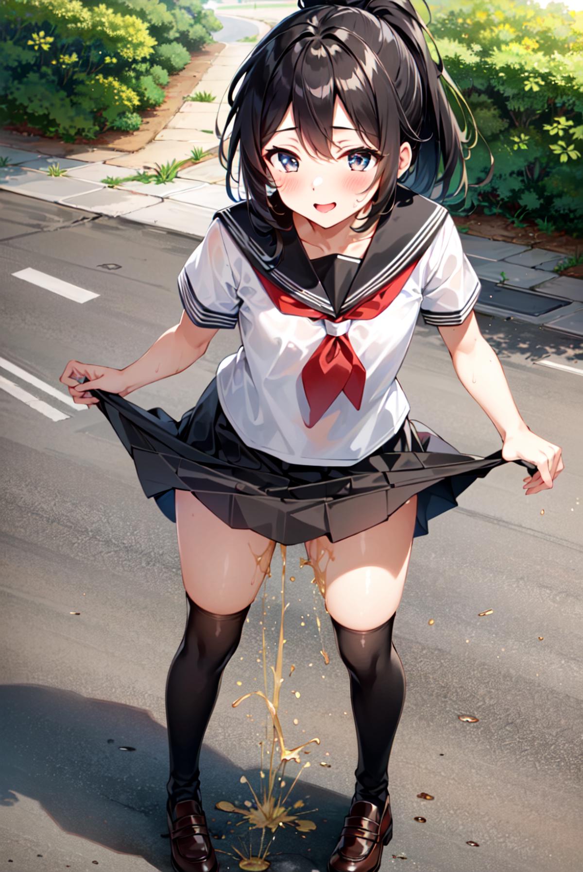 Anime girl peeing