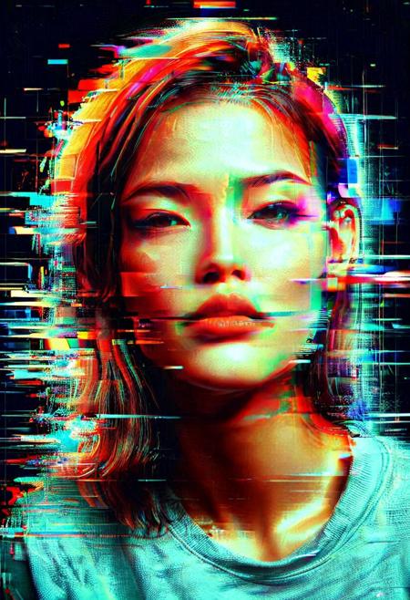 Masterpiece, best quality, 1girl, glitch, flickering, digital, glitch style