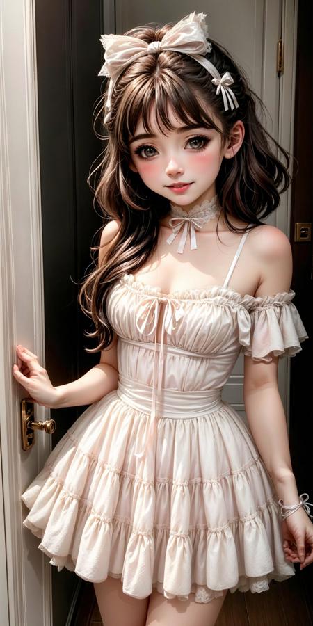 Kawaii Fashion: Vanilla Glow Ruched Coquette Dress v1.0
