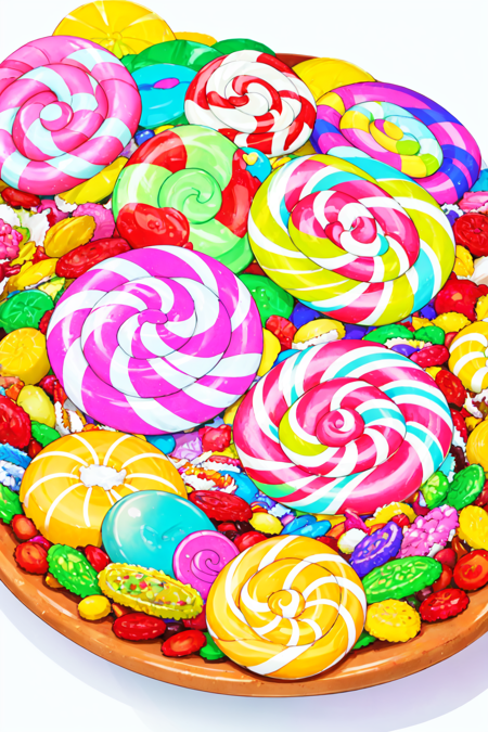 <lora:candypunk_v10:1> a plate of candy gems