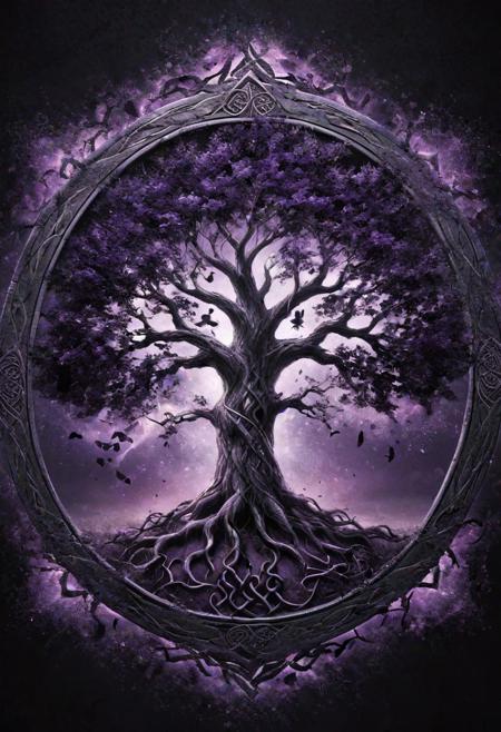 the celtic tree of life, black and dark violet, FastNegativeV2, ral-dissolve,