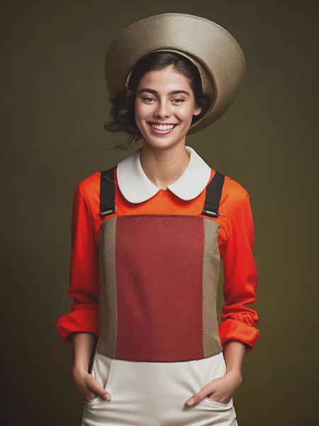 <lyco:SachaGoldberger:1.0> happy 22 year old girl smiling happy in trawler fisherman costume by Sacha Goldberger