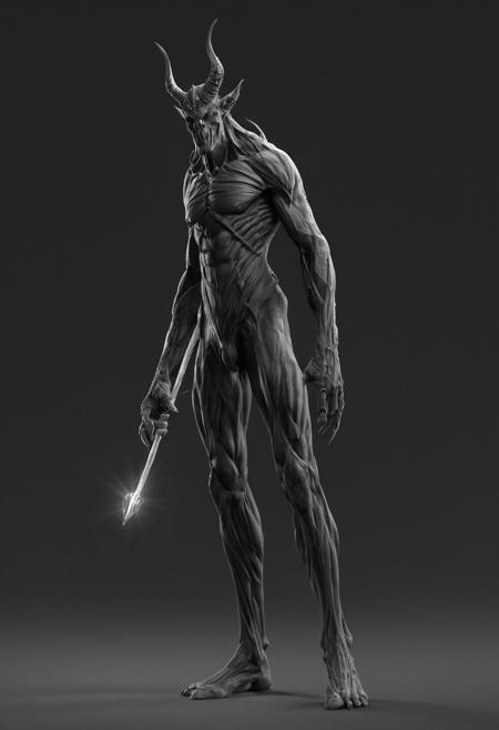 full body length 8k photorealistic  by (((John Howe) and Guweiz) and Mitch Dobrowner) and Marc Davis,   demon holding a lighting staff, orbstaff <lora:orbstaff:0.60>   <lora:more_art:0.30> <lora:RMSDXL_Darkness_Cinema:0.45> <lora:clothing_slider:0.00> <lora:great_lighting:1.00>