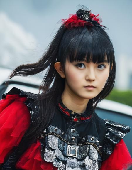 realistic, photorealistic, detailed, beautiful, RAW photo, film grain, (natural lighting :1.2), japanese, 1girl, raw photo, photo background, black hair, s0zukav2, red outfit, face focus, portrait,<lora:s0zukav2:1>, suzuka nakamoto, big eyes, asian, 20 years old woman