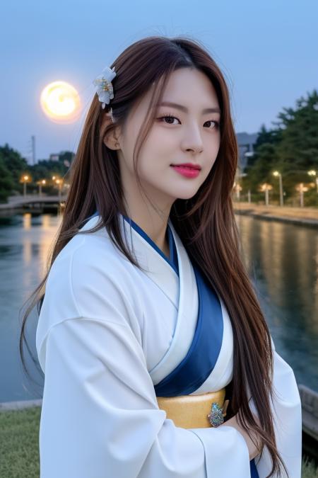 <lora:staycSeeun:1>,Seeun,pov,RAW photo,physically-based rendering,(8k, best quality, masterpiece:1.2),(full body shot:1.2),octane render,extremely detailed CG unity 8k wallpaper,rim ligh,dark outdoor,streets,standing,(night,full moon:1.5),(long twist hair:1.2),(a girl is wearing kimono:1.5),hyper realistic detail shiny skin,ultra detailed,(ultra realistic:1.5),(looking at viewer:1.2),(intricate:1.2),(photorealistic:1.4),1girl,(skinny:1.3),detailed background,smile