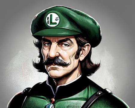 portrait of luigi,green cap,art by llbreton, <lora:LLBreton15V2:1>