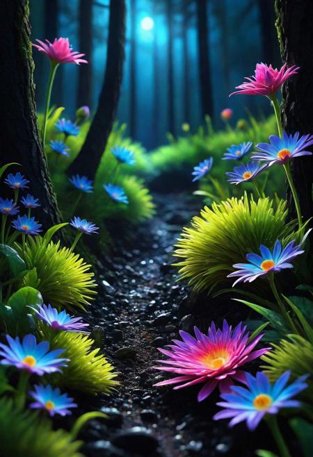 Fantasy, twinkling flowers, forest, light, sparkle, fine art, extreme details, photorealistic, matte painting" ultra highly detailed, detailed, black bg, night bg, rainbow color, ceramic, this one digital painting, highly detailed, intricated, intricated pose, clarity, high quality, center align, Miki Asai Macro photography, close-up, hyper detailed, trending on artstation, sharp focus, studio photo, intricate details, highly detailed, by greg rutkowski<lora:xl_more_art-full_v1:0.4>