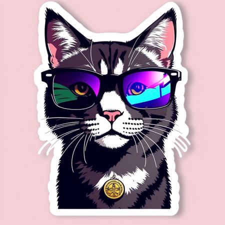 cat wearing sunglasses,
,sticker,,stickers
, <lora:StickersRed15PasWithTE:1>