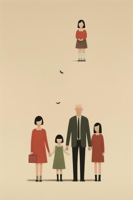 <lora:Alessandro Gottardo style:1>Alessandro Gottardo style - A loving parents and 2 young girls. Characters