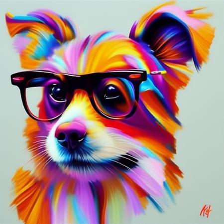 0xwpap, portrait of a fantasy dog, funny, with glasses