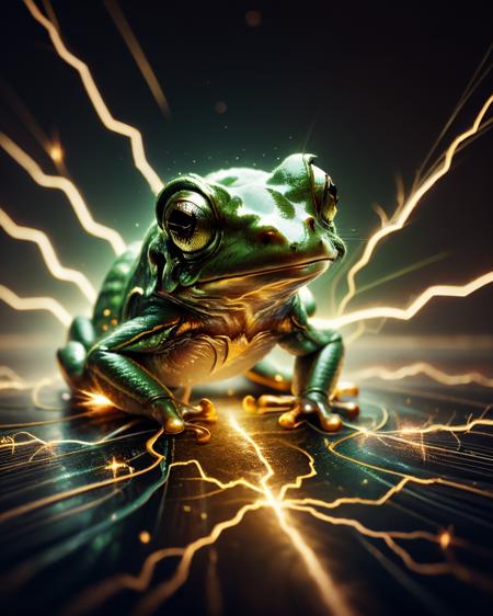 (45 degree angle closeup macro photo shot:1.5), a beautiful frog, glowing lights, beautiful magical sparkles, vibrant whimsical colors lightning ral-elctryzt <lora:ral-elctryzt-sd15:1>