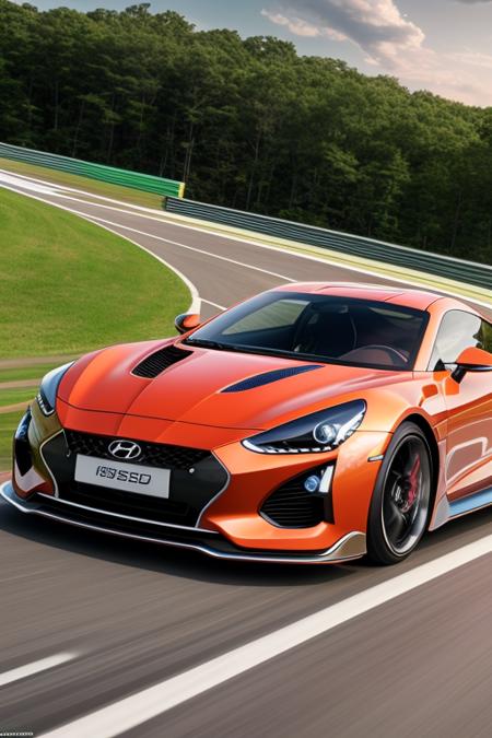 hyundai future sports car in the race, (masterpiece), (portrait), (raw photo), (extremely detailed CG unity 8k wallpaper) Intricate, Sharp focus, dramatic, photorealistic  art