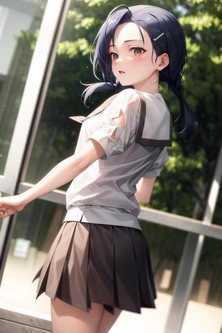 kuranaga kozue school uniform, twintails, hairclip