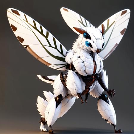 <lora:Animal_mecha-10:0.5>animal mecha, size ratio, human standing next to it, forest trees, white fairy, realistic,  mechanical tail,  cute, round shape, (metalic surface),   <lora:mothgirl:0.8> moth girl, moth wings, neck fur, antennae