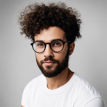 beautiful,brown curly hair，cap , black framed glasses, pure white short sleeves, black super shorts, pure white background, photography, (full body lens), front view, 8k, ultra high quality picture vodka_portraits <lora:vodka_portraits:0.7>