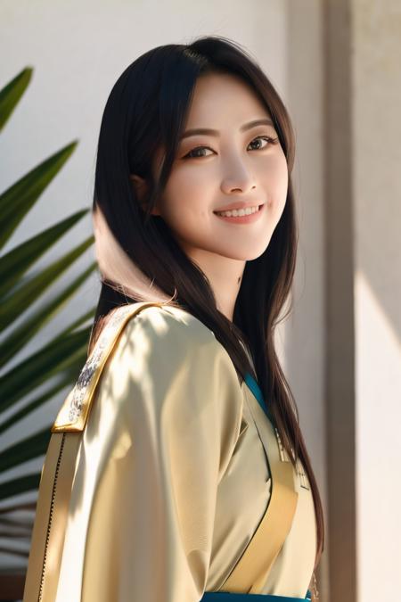 modelshoot style,(best quality, masterpiece:1.1), (realistic:1.4), elegant, (highly detailed),sharp focus, photorealistic,detailed eyes,
A beautiful Miss,(High Detail ), smile,(hanfu:1.1),
(perfect light and shadow,warm light ,depth of field),Wide angle view, <lora:hauteCouturePencil_v12:0.7>