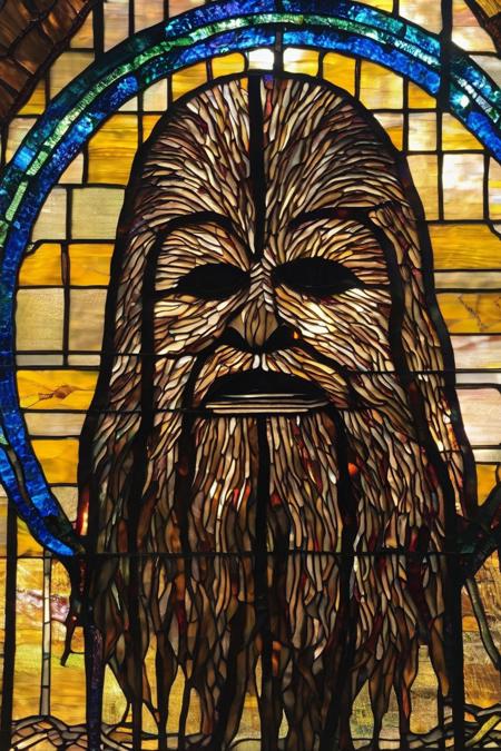 close up of chewbacca <lora:stained_glass_style_v1_sdxl:1>