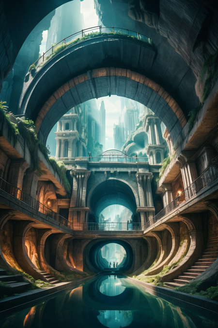 photograph, cinematic color grading, radial, fantasy, fantasy, amazing,wonderous fantasy subterranean city at the beginning of time<lora:EnvyBetterHiresFixXL01:0:hr=1><lora:EnvyRadialXL01:1>