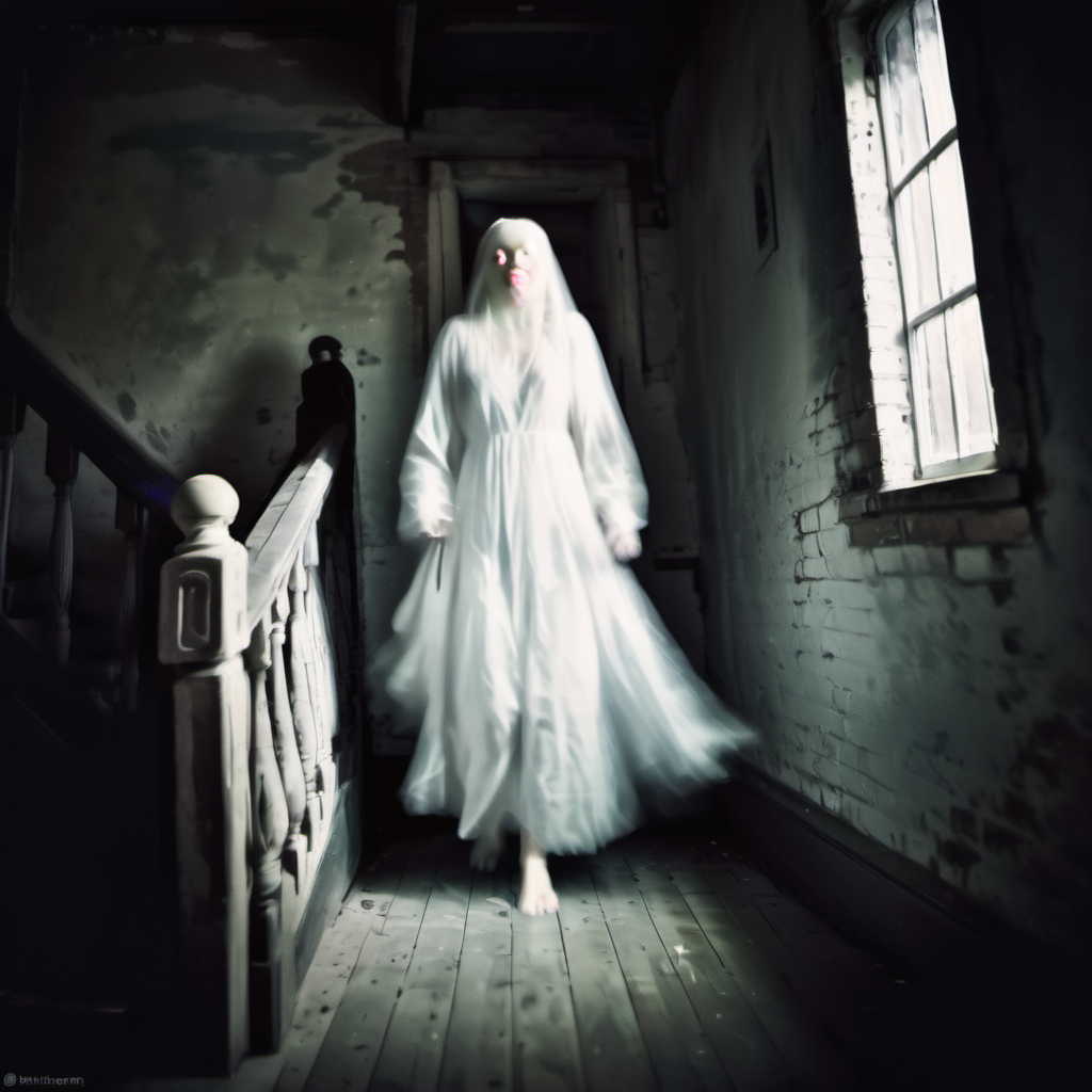 highly detailed candid photo of ghost:1.3,

transparent, ((blurry)), ((white hair)), walking, barefoot, veil, 

masterpiec...
