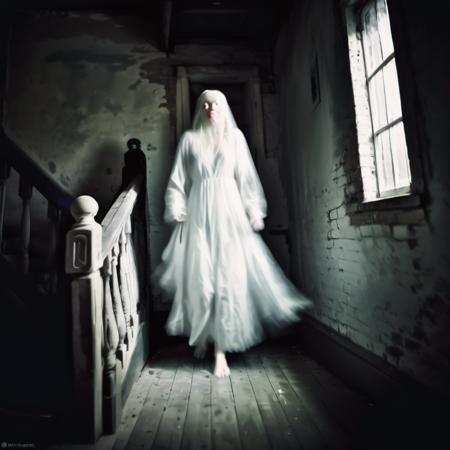 highly detailed candid photo of ghost:1.3,

transparent, ((blurry)), ((white hair)), walking, barefoot, veil, 

masterpiece, best quality:1.1, 

god rays:1.3, night:1.3, pitch black:1.2,
ultra photoreal, photorealistic:1.0, sharp focus:1.1, 
depth of field:1.1, 

50mm, style of Nathan Wirth, Hasselblad X1D II, Porta 160,
