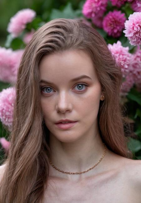 cinematic film still looking at viewer, perfectly symmetrical headshot, RAW, sharp, (skin pores:0.1), extremely long hair, very pale skin ((ohwx woman)) hyper detailed, subsurface scattering, caustics, (Ringlets framing face:1.1), Sultry pout, Pink crop top, Flowers backdrop, Eyes focus,( Smooth circles bokeh:1.1), in style of Steve McCurry Canon EOS 5D Mark IV 24-70mm f/2.8 1/125s 400 . shallow depth of field, vignette, highly detailed, high budget, bokeh, cinemascope, moody, epic, gorgeous, film grain, grainy
<lora:ErinEverheart_SDXL_v1.0b:1>, necklace