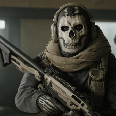 cinematic film still of Simon Ghost Riley a man in a skeleton mask holding a rifle modern warfare style,solo,gloves,1boy,holding,weapon,male focus,hood,scarf,holding weapon,gun,military,mask,holding gun,rifle,skull,assault rifle,scope,skull mask modern warfare style
<lora:Modern Warfare style:0.45> <lora:Simon Ghost Riley:1>, shallow depth of field, vignette, highly detailed, high budget, bokeh, cinemascope, moody, epic, gorgeous, film grain, grainy