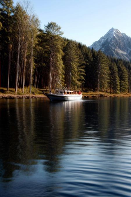 masterpiece, best quality, ultra-detailed, realistic, 8k, RAW photo, distant-view, (fisherman fishing troubles on small boat in the middle of the lake, small fish were flying on the water around the fisherman:1.37), eagle on distant trying to catch the fish, emphasize some little birds flying around, award winning realistic photography, morning, a bit cloudy, scenery photography, perfect shadow, perfect natural lighting, rich colors, perfect composition, perfect colors, flawless complexion photo, perfect intricate detailed, lakes, surreal, lifelike, real life scenery photo, top quality, trending on artstation, meadows, glitter, prettiest landscape, all kinds of flowers, flowers field, pine tree, fantastic, stunning, outstanding, finding nemo, breathtaking beautiful nature photo, out-of-this-world scenery, perfect reflection on water, depth of field, fisherman best day, detailerlora,