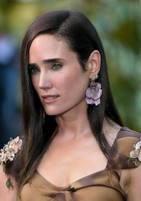 jennifer connelly (sharp focus:1.2), portrait, attractive young woman, (beautiful face:1.1), detailed eyes, luscious lips, (eye makeup:1.2), body freckles, (large breasts:1.0), (tight body:1.2), (brown hair:1.2), wearing (flowery dress:1.2) at (the beach:1.2). (morning sun lighting:1.2), depth of field, bokeh, 4K, HDR. by (James C. Christensen:1.2|Jeremy Lipking:1.1).