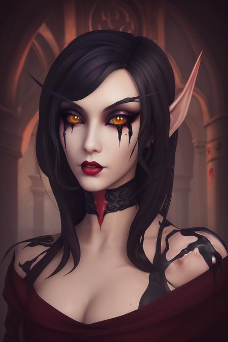 female vampire, gothic, blood, bloody, stunning yellow eyes, angular delicate face, alluring seductive gaze, glistening pouty red lips, dungeon
BREAK
(     mascara, runny mascara, black tears, crying, eyeshadow, eyeliner ), blood stains
BREAK
BREAK
j331belf <lora:j331belf_13:0.8>