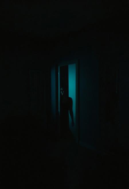 The room gradually transforming into a dark, twisted version of her reality, with shadows creeping closer, symbolizing her entrapment