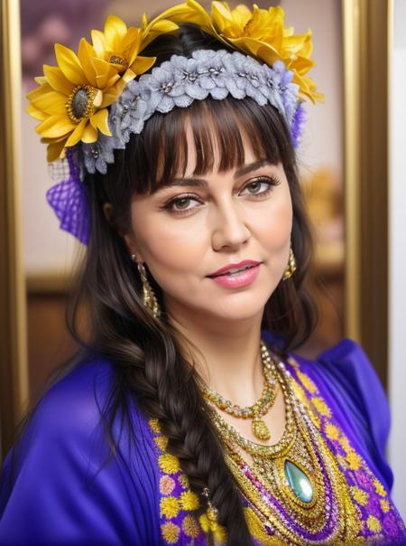 (telegenic) :<  didem_uzel in (sweatshirt|mardi gras costume|business suit),portrait,intricate detail,(crimped hair,( flower crown):1.2,lying,at hokkien architecture,(in|inside|outside) (Rome, Italy|changing room),evening,2,Wide angle focal length,curl mascara,(skin details:1.3),(skin pores:1.3),art by  (Frans Hals),Nikon Z5 Mirrorless Camera,
<lora:more_details:0.8>,<lora:didem_uzel-000008:1>,