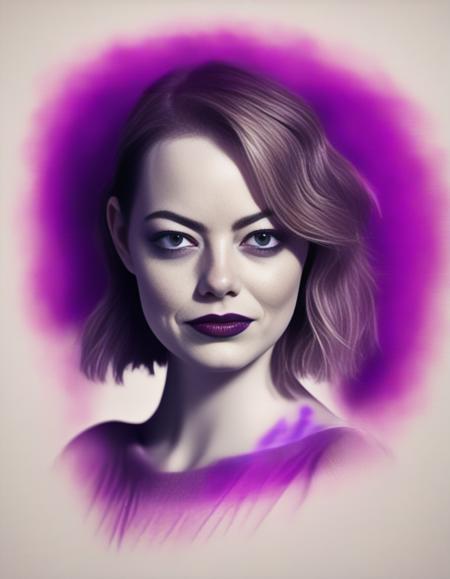 EmmaStone, art by Anatoly Metlan, photograph, Empire Female of Tranquility - Minotaur, ð¤©, Horror, Prehistoricore, Bloom light, film grain, Hasselblad, Fish-eye Lens, Calotype, electric purple and Magenta details, Plain white background,  <lora:EmmaStoneSDXL:1>