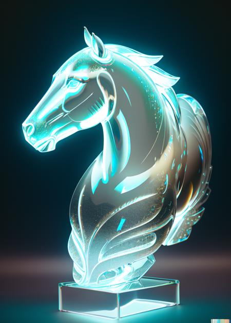 glasssculpture of a horse, translucent, transparent, reflections, detailed island background, dramatic lighting, illustration by Greg rutkowski, yoji shinkawa, 4k, digital art, concept art, trending on artstation