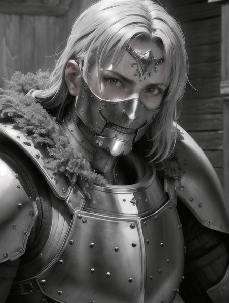 warrior in armor silver, ((realism)), extremely high quality RAW photograph, ultra detailed photograph, sharp focus, high resolution, (detailed skin:1,3),high quality, film grain, Fujifilm XT3,Highly Detailed, movie, (Cinematic Photo:1.3) of (Realistic:1.3),(Disgusting:1.3) Photorealism, (Magical Photo:1.3) of (Realistic:1.3),