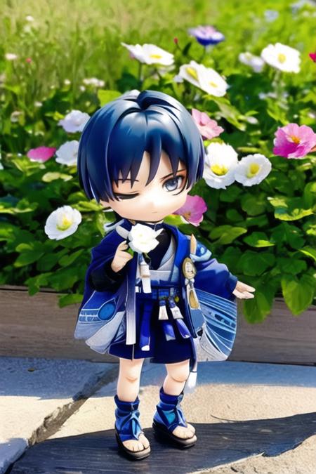 masterpiece, best quality,1boy,chibi,outdoors, flowers