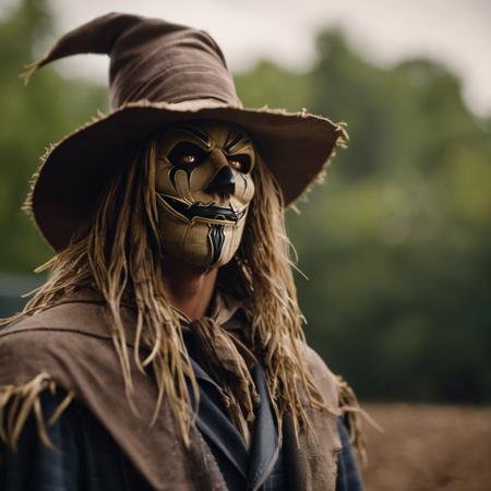 cinematic film still of  <lora:Scarecrow:1.2>
Scarecrow a creepy looking person with a long hair in Gotham city universe, shallow depth of field, vignette, highly detailed, high budget, bokeh, cinemascope, moody, epic, gorgeous, film grain, grainy