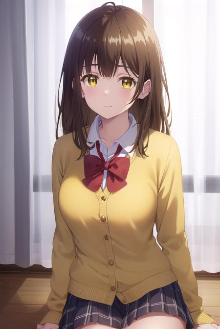 sayuogiwara, <lora:sayu ogiwara s1-lora-nochekaiser:1>,
sayu ogiwara, long hair, bangs, brown hair, (yellow eyes:1.5), smile,
BREAK skirt, shirt, long sleeves, bow, school uniform, white shirt, pleated skirt, socks, collared shirt, bowtie, red bow, sweater, plaid, plaid skirt, cardigan, black socks, red bowtie,
BREAK indoors, classroom,
BREAK looking at viewer, (cowboy shot:1.5),
BREAK <lyco:GoodHands-beta2:1>, (masterpiece:1.2), best quality, high resolution, unity 8k wallpaper, (illustration:0.8), (beautiful detailed eyes:1.6), extremely detailed face, perfect lighting, extremely detailed CG, (perfect hands, perfect anatomy),