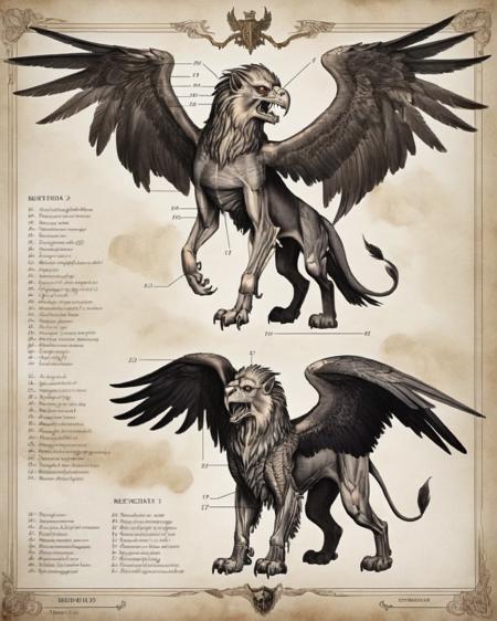 A nightmarish depiction of a gryphon:2.0, with the body of a lion:0.7, the wings of an eagle:0.6, and a regal yet menacing visage:0.7, all executed with meticulous attention to detail:0.9 in the unsettling style of The Resurrectionist:1.0. , The_Resurrectionist , <lora:The_Resurrectionist:0.75>