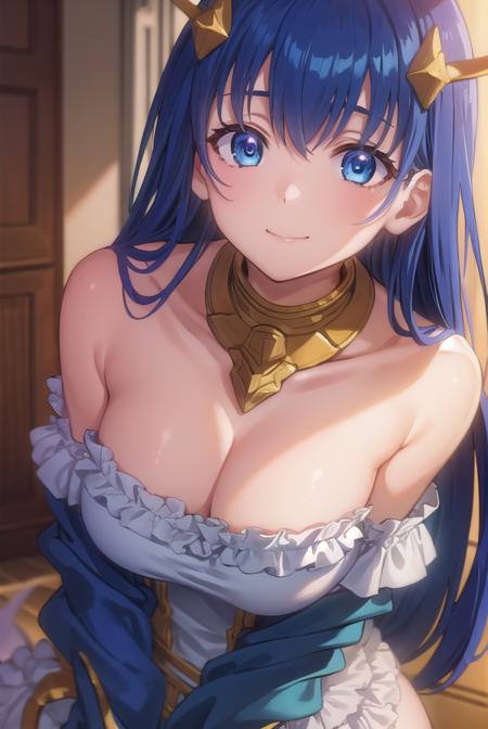 liaparaparaleazas, <lora:lia parapara leazas-lora-nochekaiser:1>,
lia parapara leazas, long hair, blue eyes, hair ornament, blue hair, smile,
BREAK dress, bare shoulders, frills, detached sleeves,
BREAK indoors, castle,
BREAK looking at viewer, (cowboy shot:1.5),
BREAK <lyco:GoodHands-beta2:1>, (masterpiece:1.2), best quality, high resolution, unity 8k wallpaper, (illustration:0.8), (beautiful detailed eyes:1.6), extremely detailed face, perfect lighting, extremely detailed CG, (perfect hands, perfect anatomy),