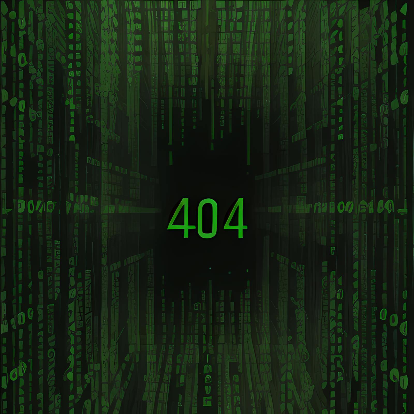 Digital Art with 404 Error Code and Green Background