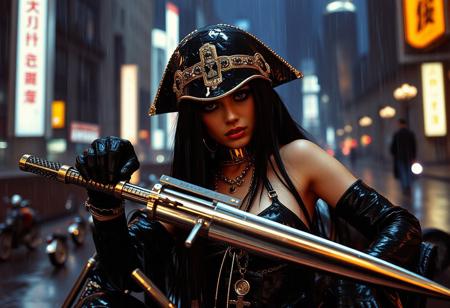 Private Pirate magazine fetish style modelshoot , 1993 ,bladerunner , robert T , techno style, chrome and gold , rain