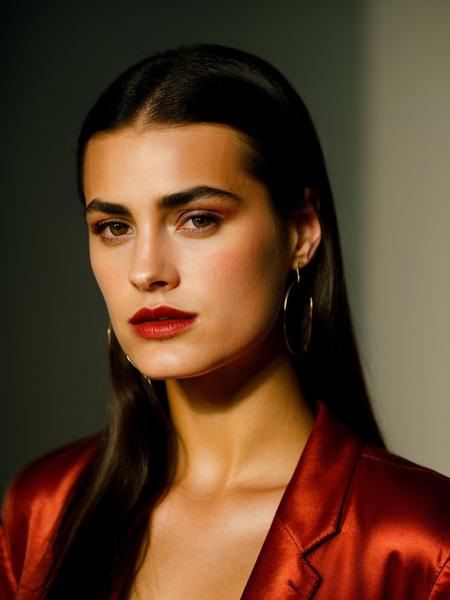 A beautiful y4sm1nlb woman,1girl,solo,looking at viewer,black hair,brown eyes,jewelry,nail polish,bracelet,english text,lips,makeup,ring,red nails,realistic,hands on own face,soft lighting, professional Photography, Photorealistic, detailed, RAW, analog, sharp focus, 8k, HD, high quality, masterpiece<lora:y4sm1nlb:1.0>