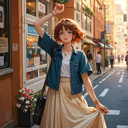 Standing, arm up, Photo pose